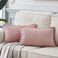 Fancy Homi Pack of 2 Boho Rectangle Decorative Throw Pillow Covers with Pompoms Soft Corduroy Accent Solid Cushion Case Set for Couch Sofa Bedroom Car Living Room 12x20 Inch30x50 cm Blush Pink