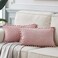 Fancy Homi Pack of 2 Boho Rectangle Decorative Throw Pillow Covers with Pompoms Soft Corduroy Accent Solid Cushion Case Set for Couch Sofa Bedroom Car Living Room 12x20 Inch30x50 cm Blush Pink