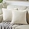 Fancy Homi Set of 2 Cream Decorative Throw Pillow Covers 12x12 Inch with Pompoms for Couch Bed Sofa Modern Farmhouse Boho Home Decor Soft Plush Corduroy Cute Cushion Case 30x30 cm