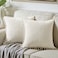 Fancy Homi Set of 2 Cream Decorative Throw Pillow Covers 12x12 Inch with Pompoms for Couch Bed Sofa Modern Farmhouse Boho Home Decor Soft Plush Corduroy Cute Cushion Case 30x30 cm