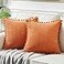 Fancy Homi Pack of 2 Corduroy Fall Decorative Throw Pillow Covers with Pompoms Solid Square Cushion Case Pillow Cases Set for Couch Sofa Bedroom Car Living Room 20x20 Inch50x50 cm Orange