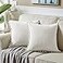 Fancy Homi 2 packs Cream White Boho Decorative Throw Pillow Covers with Pompoms Soft Corduroy Solid Square Cushion Cases Set for Living Room Couch Sofa Bedroom Car 20x20 Inch50x50 cm Cream White