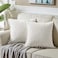 Fancy Homi 2 packs Cream White Boho Decorative Throw Pillow Covers with Pompoms Soft Corduroy Solid Square Cushion Cases Set for Living Room Couch Sofa Bedroom Car 20x20 Inch50x50 cm Cream White