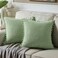 Fancy Homi Pack of 2 Sage Green Decorative Throw Pillow Covers with Pompoms Soft Corduroy Solid Square Cushion Cases Set for Couch Sofa Bedroom Car Living Room 20x20 Inch50x50 cm Sage Green