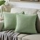 Fancy Homi Pack of 2 Sage Green Decorative Throw Pillow Covers with Pompoms Soft Corduroy Solid Square Cushion Cases Set for Couch Sofa Bedroom Car Living Room 20x20 Inch50x50 cm Sage Green