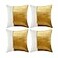 Fancy Homi 4 Pack Gold Decorative Throw Pillow Covers 18x18 Inch for Living Room Couch Bed Sofa Velvet Patchwork with Gold Leather Luxury Home Decor Square Cushion Case 45x45 cm