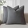 Foindtower Pack of 2 Decorative Linen Soild Throw Pillow Covers Soft Accent Square Cushion Case Boho Farmhouse Pillowcase for Chair Couch Sofa Bedroom Living Room Home Decor 20 x 20 Inch Grey