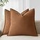 Foindtower Pack of 2 Decorative Linen Soild Throw Pillow Covers Soft Accent Cushion Case Boho Farmhouse Pillowcase for Chair Couch Sofa Bedroom Living Room Home Decor 18 x 18 Inch Orange Brown