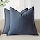 Foindtower Pack of 2 Decorative Linen Soild Throw Pillow Covers Soft Accent Square Cushion Case Boho Farmhouse Pillowcase for Chair Couch Sofa Bedroom Living Room Home Decor 18 x 18 Inch Navy Blue