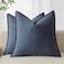 Foindtower Pack of 2 Decorative Linen Soild Throw Pillow Covers Soft Accent Square Cushion Case Boho Farmhouse Pillowcase for Chair Couch Sofa Bedroom Living Room Home Decor 18 x 18 Inch Navy Blue