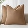 Foindtower Pack of 2 Decorative Linen Soild Throw Pillow Covers Soft Accent Cushion Case Boho Farmhouse Pillowcase for Chair Couch Sofa Bedroom Living Room Home Decor 26 x 26 Inch Light Khaki Brown