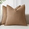 Foindtower Pack of 2 Decorative Linen Soild Throw Pillow Covers Soft Accent Cushion Case Boho Farmhouse Pillowcase for Chair Couch Sofa Bedroom Living Room Home Decor 26 x 26 Inch Light Khaki Brown