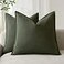Foindtower Pack of 2 Decorative Linen Solid Throw Pillow Covers Soft Accent Cushion Case Farmhouse Neutral Pillowcase for Chair Couch Sofa Bedroom Living Room Home Decor 20x20 Inch Dark Olive Green