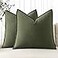 MIULEE Decorative Linen Pillow Covers 18x18 Inch Dark Olive Green Boho Farmhouse Neutral Spring Couch Throw Pillows for Bed Pack of 2 Accent Pillowcase Modern Sofa Cushion Livingroom Home Decor
