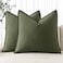 MIULEE Decorative Linen Euro Sham Pillow Covers 24x24 Dark Olive Green Boho Farmhouse Neutral Spring Couch Throw Pillows for Bed Pack of 2 Accent Modern Pillowcase Sofa Livingroom Home Decor