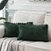 Fancy Homi 2 Pack Dark Green Lumbar Decorative Throw Pillow Covers 12x20 Inch with Pompoms for Couch Bedroom Sofa Soft Corduroy Solid Rectangle Cushion Case 30x50 cm Farmhouse Boho Home Decor
