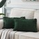 Fancy Homi 2 Pack Dark Green Lumbar Decorative Throw Pillow Covers 12x20 Inch with Pompoms for Couch Bedroom Sofa Soft Corduroy Solid Rectangle Cushion Case 30x50 cm Farmhouse Boho Home Decor