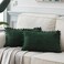 Fancy Homi 2 Pack Dark Green Lumbar Decorative Throw Pillow Covers 12x20 Inch with Pompoms for Couch Bedroom Sofa Soft Corduroy Solid Rectangle Cushion Case 30x50 cm Farmhouse Boho Home Decor