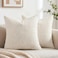Fancy Homi 2 Packs Cream White Decorative Throw Pillow Covers 16x16 Inch for Couch Bed Sofa Modern Farmhouse Boho Home Decor Soft Cute Plush Corduroy Cushion Case 40x40 CM