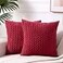Fancy Homi 2 Packs Burgundy Decorative Throw Pillow Covers 18x18 Inch for Couch Bed Sofa Modern Farmhouse Boho Home Decor Soft Cute Plush Corduroy Wine Red Striped Cushion Case 45x45 CM