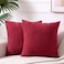 Fancy Homi 2 Packs Burgundy Decorative Throw Pillow Covers 18x18 Inch for Couch Bed Sofa Modern Farmhouse Boho Home Decor Soft Cute Plush Corduroy Wine Red Striped Cushion Case 45x45 CM