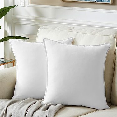 Fancy Homi 24x24 Pillow Covers Pack of 2 Pure White Throw Pillow Covers Super Soft Faux Suede Square Solid Cushion Cover for Couch Sofa Bedroom Living Room 60x60 cm