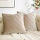 GIGIZAZA Decorative Velvet Pillow Covers 20x20 Set of 2 Champagne Sofa Couch Throw Pillows Covers Cases Living Room Square Cushion Accent Stripe Covers