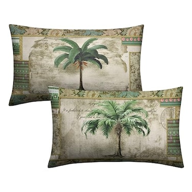 Kwlegh Palm Tree Pillow Covers 12x20 Tropical Banana Tree Rectangle Pillow Case Set of 2 Hawaii Coconut Tree Lumbar Throw Pillow Covers for Bedroom Living Room Sofa