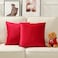 Stellhome Christmas Decorative Red Velvet Pillow Covers Pack of 2 Square Super Soft Cushion Covers for Bed Couch Sofa Bench 20 x 20 inch 50 x 50 cm