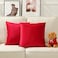 Stellhome Christmas Decorative Red Velvet Pillow Covers Pack of 2 Square Super Soft Cushion Covers for Bed Couch Sofa Bench 20 x 20 inch 50 x 50 cm