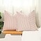 Hckot Christmas Pillow Covers 18x18 Red Throw Pillow Covers Set of 2 Striped Linen Decorative Pillows Cushion Covers for Couch Chair Beding Xmas Winter DecorationsRed