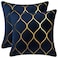 DEZENE Gold Velvet Throw Pillow Covers Navy 2 Pack 18x18 Inch Square Decorative Pillow Cases for Bedroom Sofa Couch Living Room