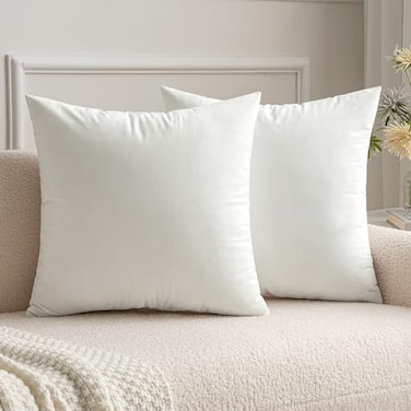 MIULEE Velvet Throw Pillow Covers 20x20 Inch Pack of 2 Pure White Soft Solid Decorative Pillow Covers Cushion Cases Modern Luxury Home Decor for Spring Couch Sofa Bedroom Livingroom