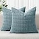 MIULEE Pack of 2 Corduroy Decorative Throw Pillow Covers 18x18 Inch Soft Boho Striped Pillow Covers Modern Farmhouse Home Decor for Summer Coastal Sofa Living Room Couch Bed Coastal Blue