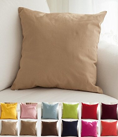 TangDepot Handmade Decorative Solid 100 Cotton Canvas Throw Pillow CoversPillow Shams 18x18 Khaki