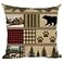Ramirar Retro Brown Deer Bear Paw Prints House Cabin Forest Pine Nut Trees Field Fall Autumn Decorative Throw Pillow Cover Case Home Living Room Bed Sofa Car Cotton Linen Square 18 x 18 Inches