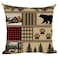 Ramirar Retro Brown Deer Bear Paw Prints House Cabin Forest Pine Nut Trees Field Fall Autumn Decorative Throw Pillow Cover Case Home Living Room Bed Sofa Car Cotton Linen Square 18 x 18 Inches