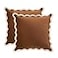 MONDAY MOOSE Decorative Throw Pillow Covers Cushion Cases Set of 2 Soft Velvet Scalloped Wavy Edge Designs Mix and Match for Home Decor Pillow Inserts Not Included 20x20 inch BeigeBrown