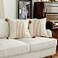 IKATYARN 16 x 16 Inches Pack of 2 Boho Rust Red and Off White Embroidery Striped Throw Pillow Cover Soft Chenille Pillowcase with Tassels Modern Farmhouse Decor Cushion Cover for Couch Sofa Bed