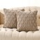 Volcanics Pack of 2 Faux Wool Throw Pillow Covers 18x18 Inches Decorative Farmhouse Velvet Couch Pillow Case Soft Plush Square Boho Cushion Pillowcase Light Brown