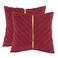 Tosleo Red Velvet Pillow Covers 18 x 18 Pack of 2 with Gold Leather Decorative Throw Pillow Covers Luxury Modern Soft Pillowcases Spring Summer Home Decor for Wedding Sofa Bed Living Room
