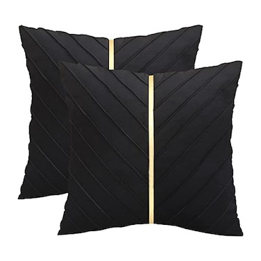 Tosleo Black and Gold Pillow Covers 16x16 Pack of 2 Soft Velvet Throw Pillow Covers Decorative Couch Pillow Case Luxury Modern Pillowcases Spring Summer Home Decor for Wedding Sofa Bed Living Room
