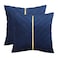 Tosleo Navy Blue Pillow Covers 16x16 Pack of 2 with Gold Leather Soft Velvet Throw Pillow Covers Decorative Couch Pillowcases Luxury Modern Pillow Cover Spring Summer Home Decor for Sofa Bed