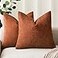 Foindtower Pack of 2 Soft Textured Throw Decorative Pillow Covers Square Accent Solid Cushion Cover Cozy Farmhouse Pillow Case with Zipper for Couch Sofa Bed Living Room 16x16 Inch Burnt Orange