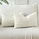 OTOSTAR Pack of 2 Soft Corduroy Decorative Throw Pillow Covers 16 x 24 Inch Boho Striped Pillow Covers Lumbar Cushion Case Couch Pillowcases for Sofa Bed Home Decor Cream White