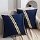 WACOMECO Pack of 2 Gold Throw Pillow Covers Soft Decorative Luxury Velvet Cushion Covers Pillow Cases with Gold Leather for Sofa Bedroom Livingroom Car 18 x 18 in Navy Blue