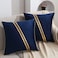 WACOMECO Pack of 2 Gold Throw Pillow Covers Soft Decorative Luxury Velvet Cushion Covers Pillow Cases with Gold Leather for Sofa Bedroom Livingroom Car 18 x 18 in Navy Blue