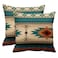 Emvency Set of 2 Throw Pillow Cover Tribal Fabric Print Turquoise Blue Hue Decorative Pillow Case Western Home Decor Square 18 x 18 Inch Cushion Pillowcase