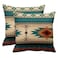 Emvency Set of 2 Throw Pillow Cover Tribal Fabric Print Turquoise Blue Hue Decorative Pillow Case Western Home Decor Square 18 x 18 Inch Cushion Pillowcase