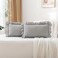 K MASANIJI 2 Pack Grey White Plaid Ruffle Gingham Lumbar Pillow Covers 100 Washed Cotton Linen Feel Checkered Farmhouse Decorative Throw Pillow Shams for BedSofa Zipper Closure 20x12